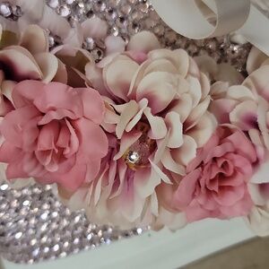 Embellished White Sneakers with Pink Floral Accents